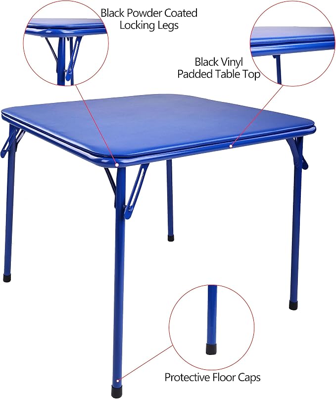 Elevon Kids Folding Table, Portable, with Ultra Soft Padded Cushion, Blue