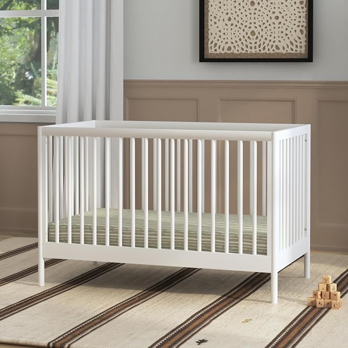 Davinci Birdie 3-in-1 Convertible Crib, GREENGUARD Certified, White | Converts to Toddler Bed & Daybed, 4 Adjustable Mattress Heights - Conversion Kit Sold Separately - Easy to Assemble