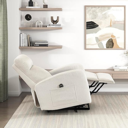 Lexicon Power Lift Recliner Chair for Elderly with Remote Control, Gentle Lift Motion, Side Pocket Armrest, Corduroy Upholstered Electric Recliner for Living Room/Bedroom, Easy Assembly, Beige