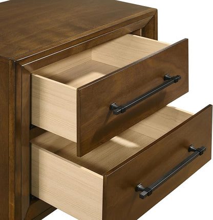 New Classic Furniture Ballard 5-Piece Wood Queen Bedroom Set with 2-Nightstands, Walnut Brown