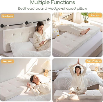 HIGOGOGO Wall Mounted Headboards for Twin Size Bed, Hanging Head Board Wall with Button Tufting, Adjustable Height Headboard for Bedroom,Beige