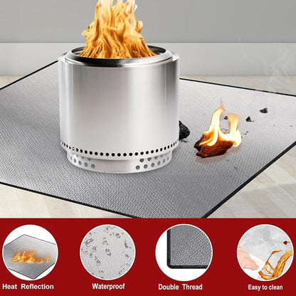 DocSafe 40 x 40 inches Square Fire Pit Mat,4-Layer Fireproof Under Grill Mat Heat Insulated Indoor Fireplace Pad Protector for Deck,Patios,Grass,BBQ Smoker, Portable Reusable Oil-Proof and Waterproof