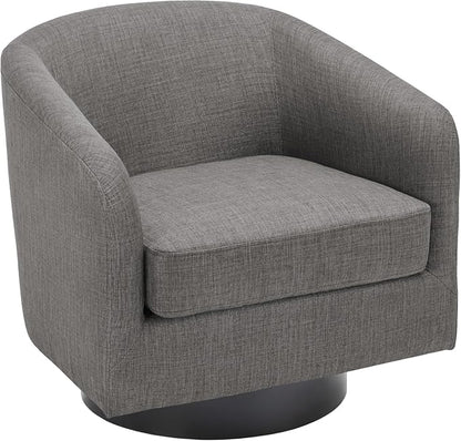 Swivel Barrel Accent Chair, Fabric Upholstered Armchair Modern Round Club Arm Chair for Living Room, Comfy Single Sofa Seating Bedroom Side Reading Seat for Home Office - Gray