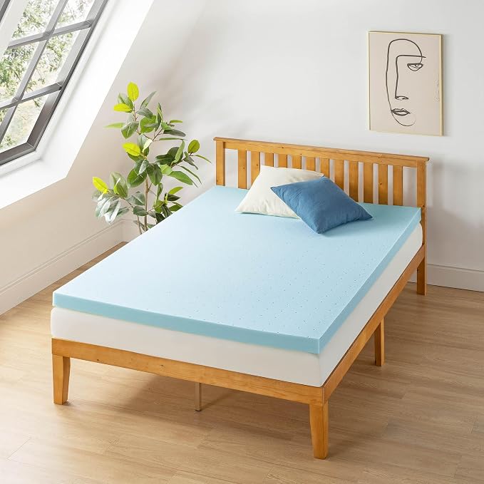 Best Price Mattress 3 Inch Ventilated Memory Foam Mattress Topper, Cooling Gel Infusion, CertiPUR-US Certified, Dorm Essentials, Full