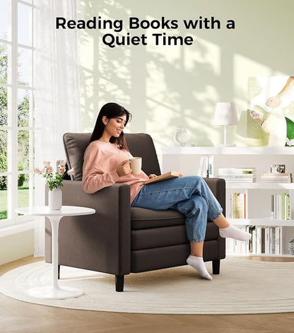 Welzona 3-Layers Cloud Accent Chair, 33" Reading Chair for Bedroom, Living Room - Tool-Free Assembly with Teddy Fabric Couch Chair - Brown - Arm Chairs - Removable Washable Covers - 450lb Capacity