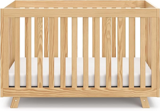 Storkcraft Beckett 3-in-1 Convertible Crib – GREENGUARD Gold Certified, Fits Standard Crib Mattress, Converts to Toddler Bed and Daybed, 4 Mattress Heights, Grow-with-Me Design (Natural)