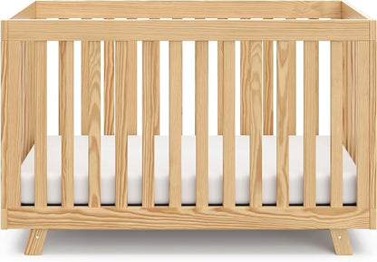 Storkcraft Beckett 3-in-1 Convertible Crib – GREENGUARD Gold Certified, Fits Standard Crib Mattress, Converts to Toddler Bed and Daybed, 4 Mattress Heights, Grow-with-Me Design (Natural)