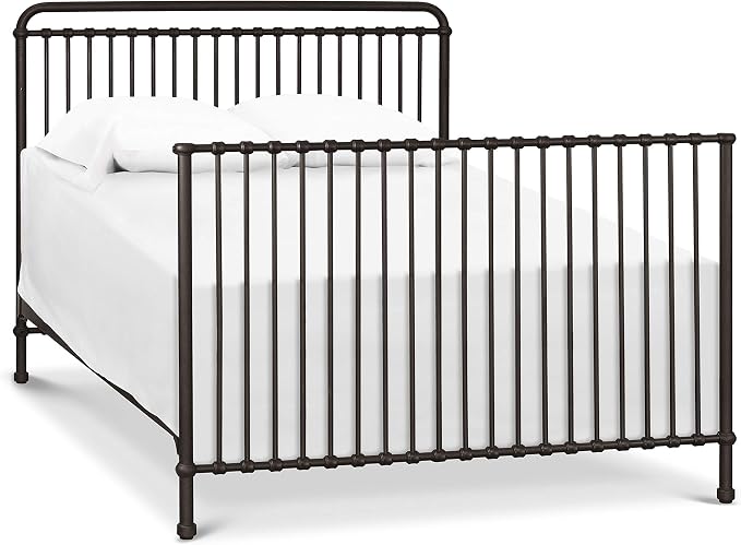 Namesake Winston 4-in-1 Convertible Crib w/ Wheels, Vintage Iron | GREENGUARD Gold Certified - Portable, Metal Baby Crib w/ Removable Wheels - Converts to Toddler Bed, Daybed & Full-Size Bed