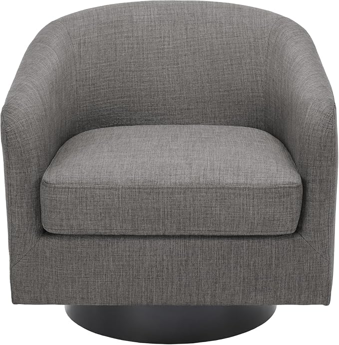 Swivel Barrel Accent Chair, Fabric Upholstered Armchair Modern Round Club Arm Chair for Living Room, Comfy Single Sofa Seating Bedroom Side Reading Seat for Home Office - Gray