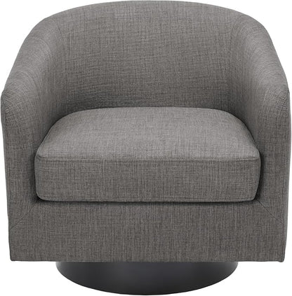 Swivel Barrel Accent Chair, Fabric Upholstered Armchair Modern Round Club Arm Chair for Living Room, Comfy Single Sofa Seating Bedroom Side Reading Seat for Home Office - Gray