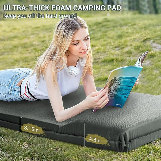 Elegear CumbreX™ Self Inflating Sleeping Pad with Pillow 3.15" Memory Foam | Fast Inflating in 20s, Insulated 4-Season R-value 9.5, Ultra-Thick, For Camp/Travel/Car/Tent