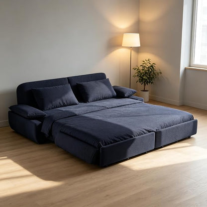 ERYE King Foldable Sleeper Sofa,Oversized 3-in-1 Convertible Pull Out Sleeper Sofabed W/Pillow Armrests,3 Seat Couch Space Saving Sleeper Sofa Bed for Living Room Bedroom
