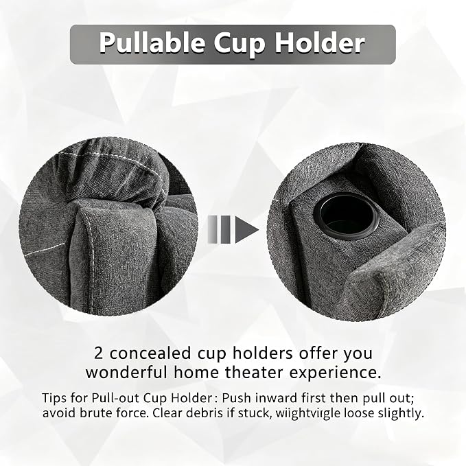 CANMOV Large Power Lift Recliner Chairs with Massage and Heat for Elderly Big People, Heavy Duty Motion Reclining Mechanism-Anti Skid Fabric Recliner Chair with 2 Concealed Cup Holders,Dark Gray