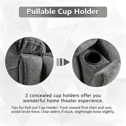 CANMOV Large Power Lift Recliner Chairs with Massage and Heat for Elderly Big People, Heavy Duty Motion Reclining Mechanism-Anti Skid Fabric Recliner Chair with 2 Concealed Cup Holders,Dark Gray