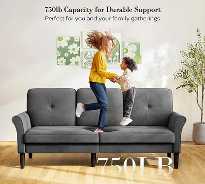 Loveseat Sofa, 83" Love Seat Couches, Comfy Velvet Small Couch for Bedroom, Tool-Free Setup Small Couches for Living Room, Modern Sofas for Living Room, 750lbs Load Sofas & Couches, Grey Couch