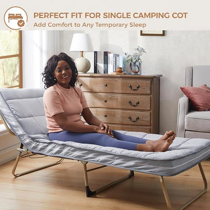 Jamdok 4Inch Cot Mattress Topper,Twin Gel Memory Foam,Machine Washable Thickened Pillow Top Cover,Roll Up Floors Mat,Portable Folding Sleep Pad(75 x 38“)