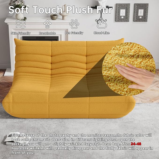 WHGBJA Bean Bag Chair for Adults with Memory Foam Couch, 3 Seater Bean Bag Sofa for Bedroom, Living Room, Reading, Gaming Floor Sofa Couch, Boneless, Comfy