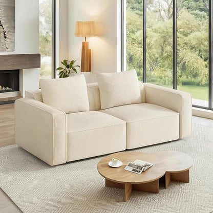 Welzona loveseat Sofa, 75" Comfy Chenille Love Seat, Small Couches for Small Spaces, 2 Seater Modern Loveseat, Deep Seat Chenille Sofas for Living Room, Apartment, Bedroom, Beige