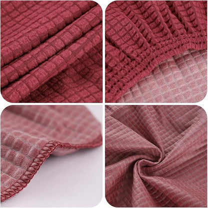 YISUN Stool Covers Rectangle - 2 Pack Stretch Waterproof Saddle Seat Cover Counter Bar Stools Bar Chairs Covers Kitchen Island Chairs Cushion Protector (2, Wine Red)
