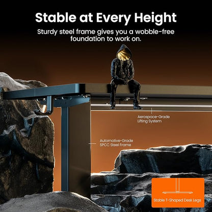 ErGear Height Adjustable Electric Standing Desk, 63 x 24 Inches Sit Stand up Desk, Memory Computer Home Office Desk, Black