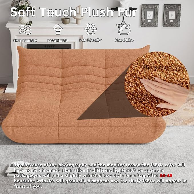 WHGBJA Bean Bag Chairs for Adults with Memory Foam Couch, Loveseat Sofa Chair for Bedroom, Living Room, Reading, Gaming Floor Sofa Couch, Boneless, Comfy