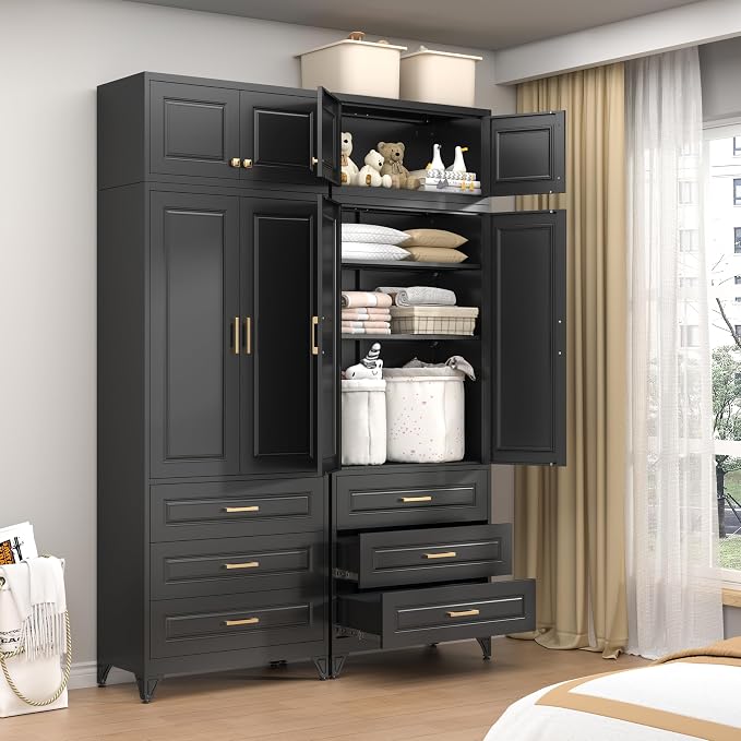 90” Tall Kitchen Pantry Cabinet,Storage Cabinet with Doors and Adjustable Shelves,Modern Kitchen Hutch Cabinets,Freestanding Cupboard for Living Room