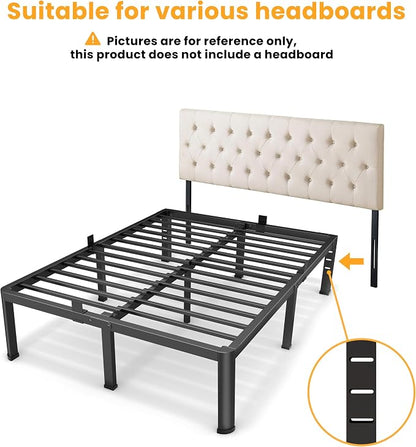 Superay 16 Inch Full Size Metal Platform Bed Frame with Round Corners, Storage Space Under High Bed Frame-Heavy Duty Steel Slats Support, Noise Free - Easy Assembly - No Box Spring Needed