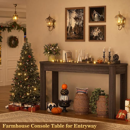 Armocity Console Table, 47" Farmhouse Wood Entryway Table, Sofa Tables Narrow Long Behind Couch, Entry Table for Entrance, Hallway, Living Room, Gray Walnut