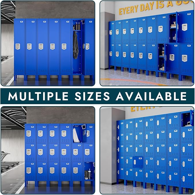 BUTISOW Metal Lockers - 66" Height Steel Lockers for Employees with 5 Door Storage Locker with Card Slot for Employees Gym School Home Office Garage - Assembly Required