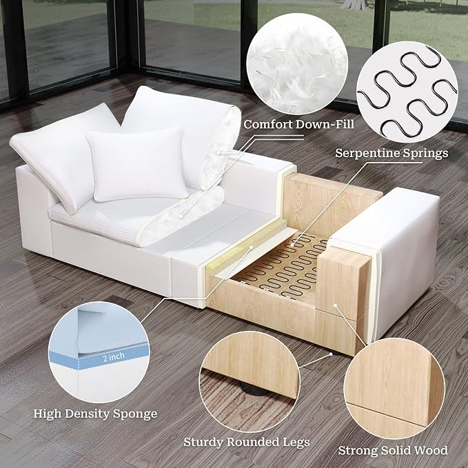 Cloud Modular Sectional Sofa,Oversize Down Filled Sofa 6 Seat with Chaise,Minimalist Sofa Cover Washable and Replaceable Couches for Living Room,Sectional Sofa Deep Seat