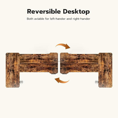 Acrolix L Shaped Electric Standing Desk - 59x40 Inch Reversible Corner Sit Stand Desk with Hook&Cup Holder,Electric Height Adjustable Table,for Home Office Gaming Computer Desk, Rustic Brown