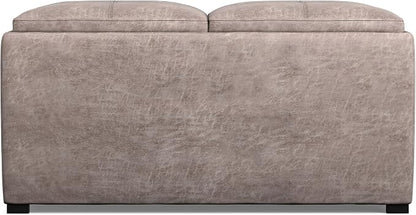 SIMPLIHOME Avalon Wide Contemporary Square Coffee Table Storage Ottoman, Distressed Grey Taupe, Table Ottoman