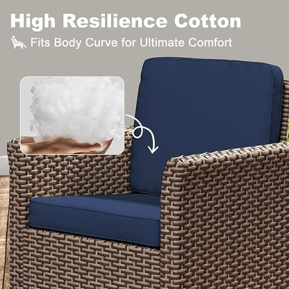 Patio Wicker Chairs with High Back Set of 2, All Weather PE Wicker Outdoor Chairs with Water-Resistant Cushions for Garden, Deck, Porch, Backyard, Balcony