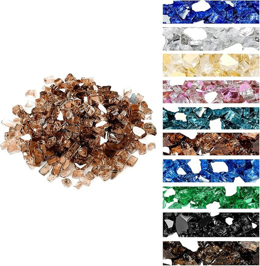 Onlyfire 10 lbs Fire Glass Rocks 1/4 Inch, Reflective Tempered Glass for Propane Fire Pit & Gas Fireplace, High Luster Firepit Glass Stones for Fire Table, Copper (Multicolor Options Available)
