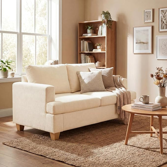 YOUDENOVA Sofa, 63” Comfy Loveseat Sofa Couch with Deep Seats, Couch for Living Room, Modern Sleeper Sofa, Beige Chenille