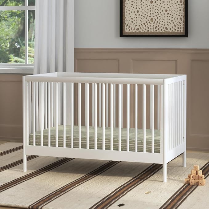Davinci Birdie 3-in-1 Convertible Crib, GREENGUARD Certified, White | Converts to Toddler Bed & Daybed, 4 Adjustable Mattress Heights - Conversion Kit Sold Separately - Easy to Assemble