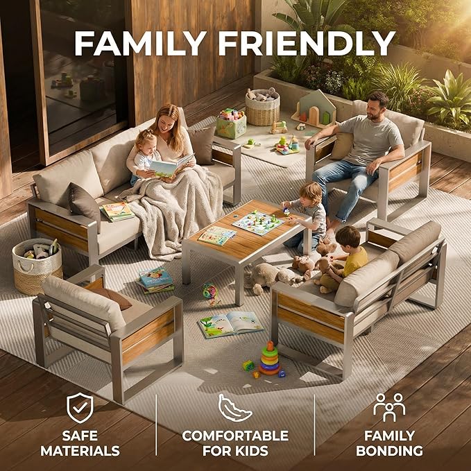 ZANDOR Aluminum Outdoor Patio Furniture-1 Pcs Loveseat,Sliver | Rustproof,High weight capacity,Water-repellent,Washable Cover,All-Weather Resistant,Easy clean,for Poolside Backyard Deck