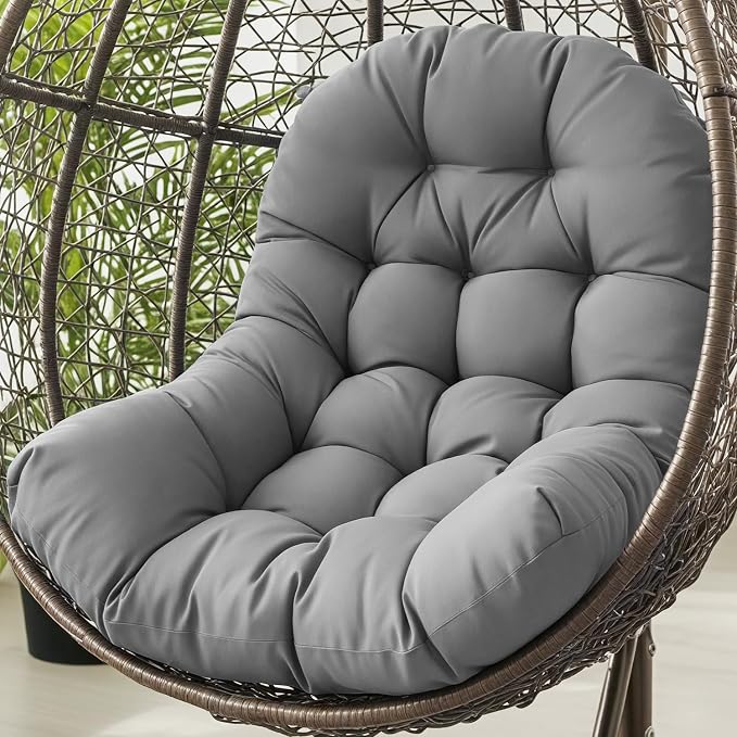 Egg Chair Cushion Replacement Outdoor Hanging Chair Cushion for Patio Furiture Hammock Swing Cushion 47x35x6 Inches (Light Gray)