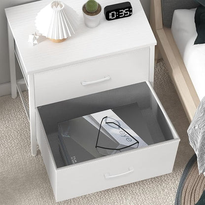 Bedroom Sets Nightstand Set 3 Piece White with 6 Fabric Drawers Modern