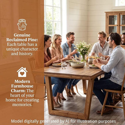 chairus 55"-71" Extendable Reclaimed Wood Dining Table with Butterfly Leaf | Hidden Butterfly Leaf Extends from 55" to 71", Reclaimed Pine Table, Seats 4-8, Sturdy U-shaped Wood Legs, Farmhouse Style