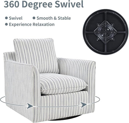 INZOY Swivel Accent Chair Set of 2, Upholstered Square Chair, Swivel Barrel Reading Chair with Thick Padded Backrest Cushion for Living Room Bedroom Small Space, Grey