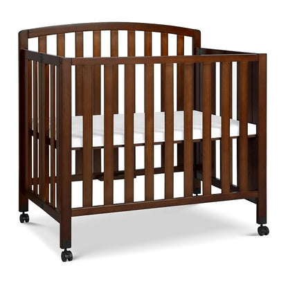 Davinci Dylan 3-in-1 Convertible Portable Mini Crib, Espresso | GREENGUARD Gold Certified - Folding Baby Crib With Wheels, 4 Adjustable Mattress Heights, Conversion Kit Sold Separately