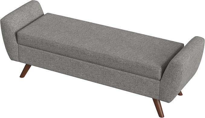 HomePop 60" Modern Storage Bench with Wood Legs - Gray Woven