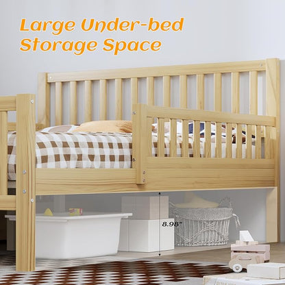 Bellemave Kids Full Size Bed Frame with Storage Drawers,Wood Full Bed Frames for Kids,Full Bed Frame with Headboard and Footboard for Boys Girls,No Box Spring Needed,Natural