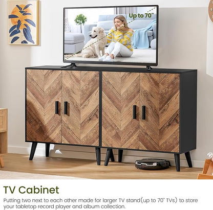 Iwell Storage Cabinet with 2 Shelves & Doors, Sideboard Buffet Cabinet with Storage, Entryway Cabinets, Accent Cabinets for Living Room, Dining Room, Entryway, Black