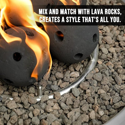 Skyflame Hollow Ceramic Balls, Set of 6 Round Fire Stones Set for Indoor and Outdoor Fire Pits or Fireplaces Accessory, 5 Inch, Black