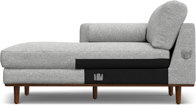 SIMPLIHOME Morrison Left Sectional Sofa in Woven-Blend Recycled Polyester Fabric, Mist Grey, 102-inches Wide, L-Shaped Couch with Left Chaise for The Living Room and Family Room