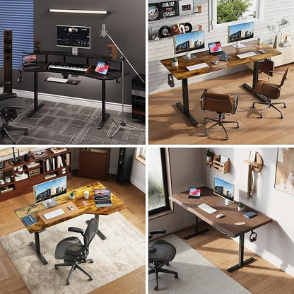 Dual Motor Electric Standing Desk Frame,Adjustable height and length,The maximum size it can accommodate is 63*28 inches for the tabletop,3 Preset Heights,Rated for 264 pounds of weight.Black