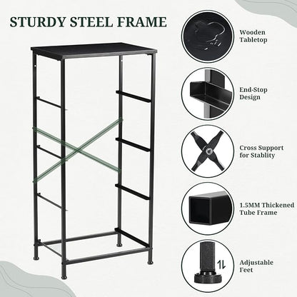 4 Drawers Dresser for Bedroom, Upgraded Fabric Storage Tower Organizer with Wooden Top and Steel Frame, Tall Chest of Drawers for Closet, Entryway, Dorm, Soft Black