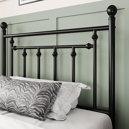 Allewie 14 Inch Twin Size Metal Platform Bed Frame with Victorian Vintage Headboard and Footboard/Mattress Foundation/Under Bed Storage/No Box Spring Needed/Easy Assembly/Noise Free/Black